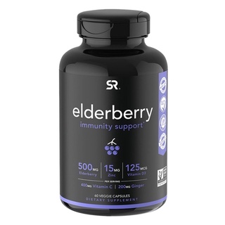 SR Elderberry Vitamin D3 C และ zinc เสริมภูมิต้านทาน Immunity Support with Vitamin D3, C and Zinc 60 เม็ด