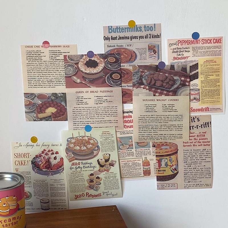 CH丨50pcs/lot Vintage Cake Junk journal Retro Dessert material papers DIY scrapbooking album diary wall decor poster  gift decorative paper
