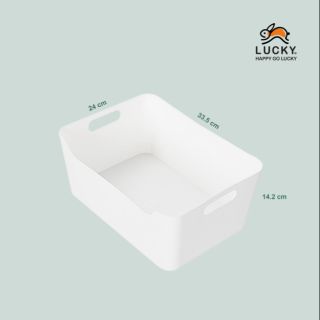 LUCKY HOME ตะกร้า กระบะใส่ของสีขาวของแบบซ้อนเก็บได้ KY-636 (L)(White) (1 ชิ้น)