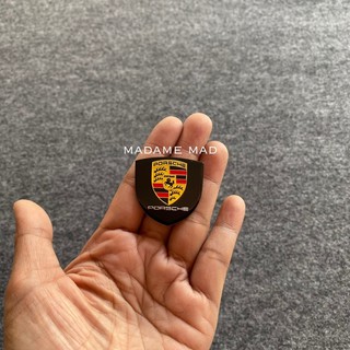 โลโก้ PORSCHE ชิ้นงานอลูมิเนียมบาง ขนาด 3.5x3.5cm