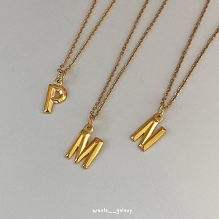 whale_galaxy-Alphabet necklace stainless steel สร้อยคอ สแตนเลส สตีล ชุบทอง 14k พร้อมจี้ตัวอักษร  ไม่ลอกไม่ดำ