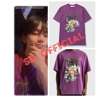 คอตต้อนคอกลมเสื้อยืด พิมพ์ลายดอกไม้ Hyunsuk Salute AcademyS-5XL