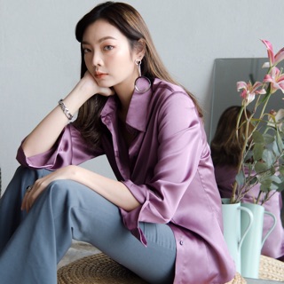 Luxury Japanese Satin Shirt | Soft Purple