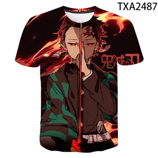 ใหม่ เสื้อยืดแขนสั้น พิมพ์ลายการ์ตูนอนิเมะ Kimetsu No Yaiba 3 มิติ แนวสตรีท แฟชั่นฤดูร้อน สําหรับผู้ชาย และผู้หญิง