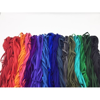 **16 สี ยางแบน** เชือกรองเท้ายางยืด พร้อมตัวล็อค **คู่** Shoelace Locklace (TPshopping)