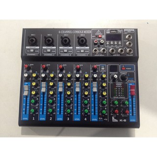 เครื่องผสมสัญาณเสียง มิกเซอร์ Mixer K . Power K-6 ใช้ได้ทั้ง ในบ้านและ ในรถยนต์ Power Supply DC 12V MP3 USB Bluetooth DS