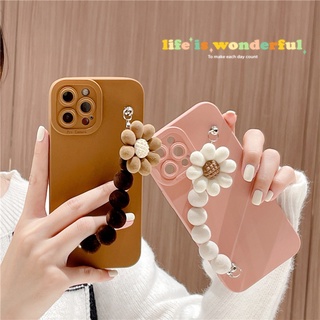 เคสโทรศัพท์มือถือ ป้องกันเลนส์ ลายดอกไม้ พร้อมสายโซ่คล้องมือ สําหรับ Samsung A73 A53 A32 A13 A33 A03 A03s A02s A02 A72 A52 A12 A71 A21s A51 A31 A50 A30s A50s A30 A20