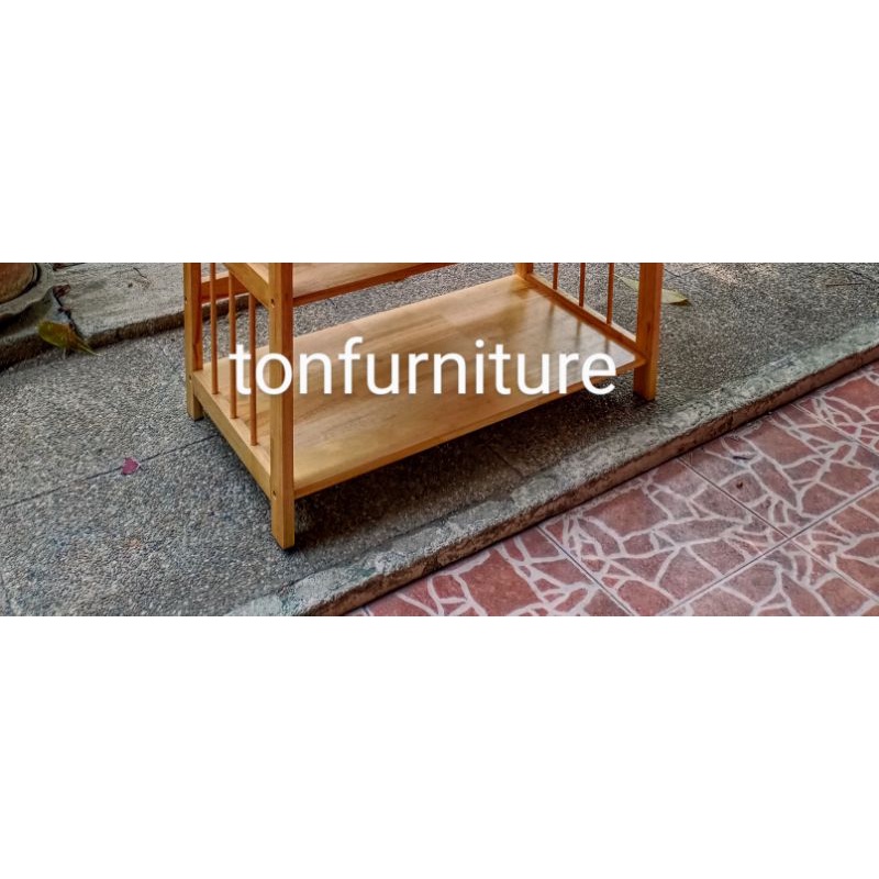 5 ชั้นหน้าไม้อเนกประสงค์แบบมีกันหล่นบนขนาด 45*60*165 ซม. ผลตภัณฑ์ไม้ยางพารา ล้อเป็นทางเลือก - รูปที่ 2