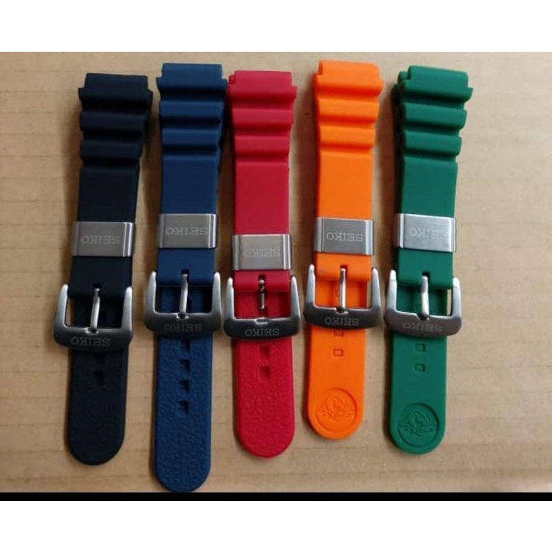 Seiko 22mm Rubber Diver strap Men 's silicone prospex Watch strap สีน ้ ําเงิน