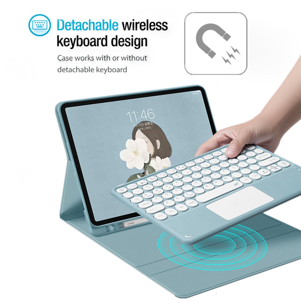 Round Keycap Touchpad Keyboard Case for New iPad Pro 11" 2021 /2018