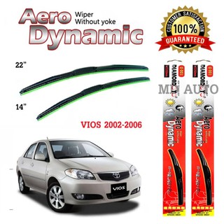 ใบปัดน้ำฝนทรง Aero Dynamic (Diamond eye) ขนาด 14" 22" นิ้ว สำหรับ VIOS 2002-2006 จำนวน 1 คู่