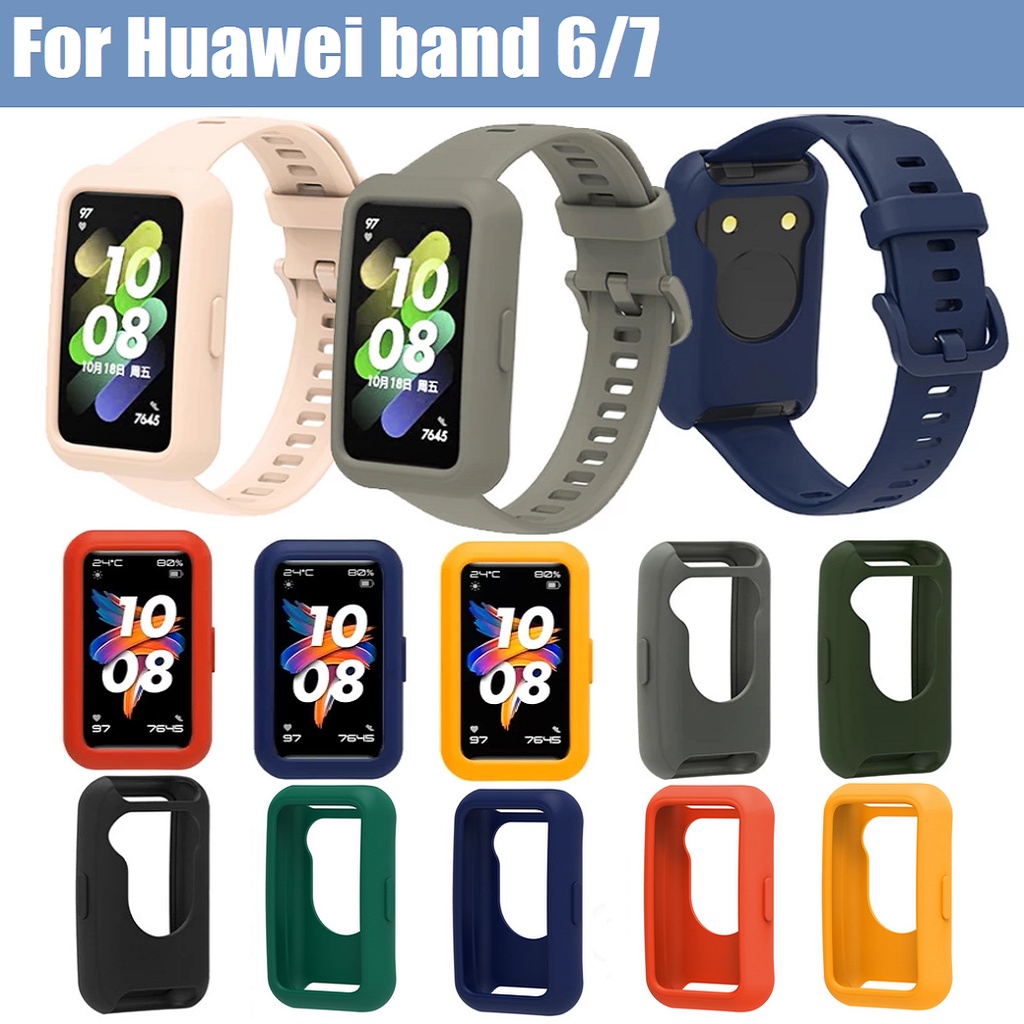 ใหม่ เคส Huawei band 6 Case แล้วก็ เคส Huawei band 7 Cover อ่อนนุ่ม ซิลิโคน คุ้มกัน Honor band 6 and Huawei band 6 Bumper Protection Cover Shell Huawei band 7 Case