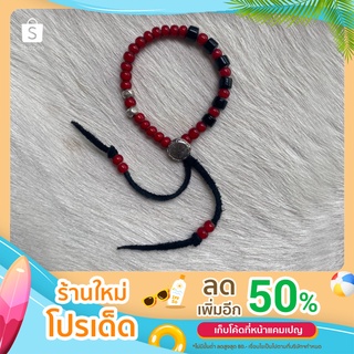 สร้อยข้อมือ หนังกวาง White Heart Beads ห่วงจี้เงินแท้