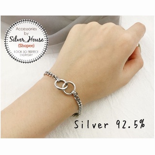 สร้อยข้อมือเงินแท้ 92.5% ห้อยจี้ห่วงคู่ สวยเก๋มากๆ
