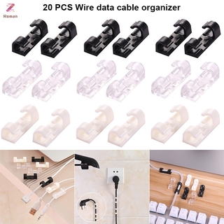 20 PCS Self Adhesive Line Holder Wire Cable Cord Clips Clamp Table Wall Tidy Organizer Tool