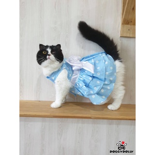 Pet clothes -Doggydolly  เสื้อผ้าแฟชั่น เสื้อผ้าสัตว์เลี้ยง เสื้อผ้าหมาแมว ชุดกระโปรง ลายจุด Polka dot D648