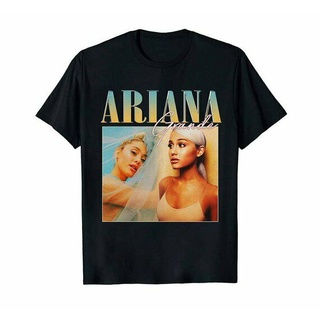 แขนสั้นcrew neckเสื้อยืด ลาย Ariana Grande สีดํา สําหรับผู้ชาย และผู้หญิงS-XXXXL