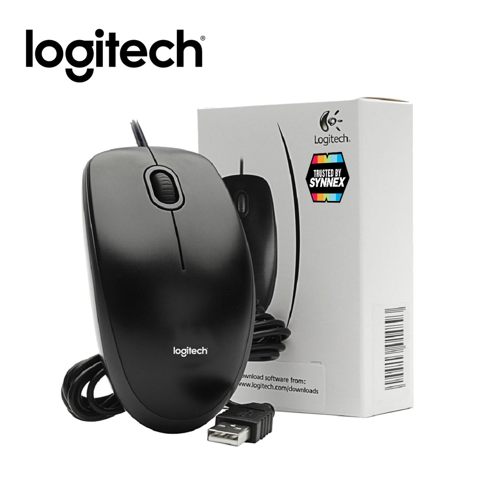 Logitech Optical USB Mouse B100 เมาส์แบบมีสาย USB ของแท้ OptionsDotCom