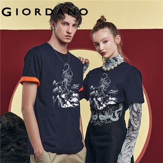 Giordano Men T-Shirts Short Sleeves Vivid Printing T-Shirts Ribbed Crewneck T-Shirts LuMingShan Series Free Shipping