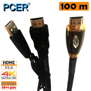 [ลด15% โค้ดPROJ556] PCER HDMI PCH-802-HD สาย HDMI Cable Premium 4K V2.0 สายแข็งแรง เหมาะสมกับงานติดตั้ง 100 เมตร