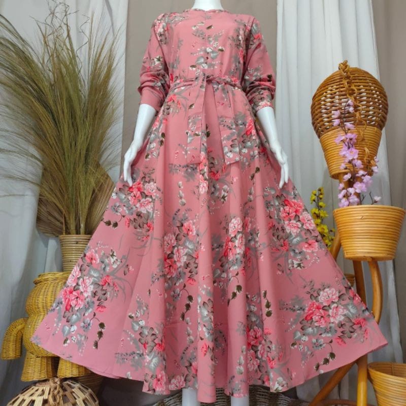 Katun Maxy Monalisa Gamis Bangkok Flower Motif // Jumbo Cotton Gamis With Beautiful gsmis Monalisa M