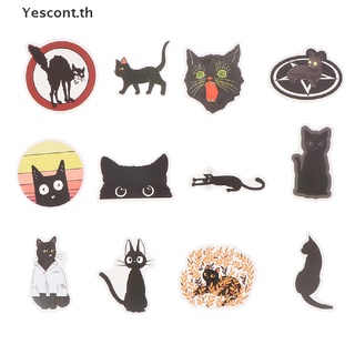 Yescont สติกเกอร์ ลายการ์ตูนแมว สีดํา สําหรับตกแต่งกีตาร์ แล็ปท็อป โทรศัพท์ ของเล่นเด็ก 50 ชิ้น