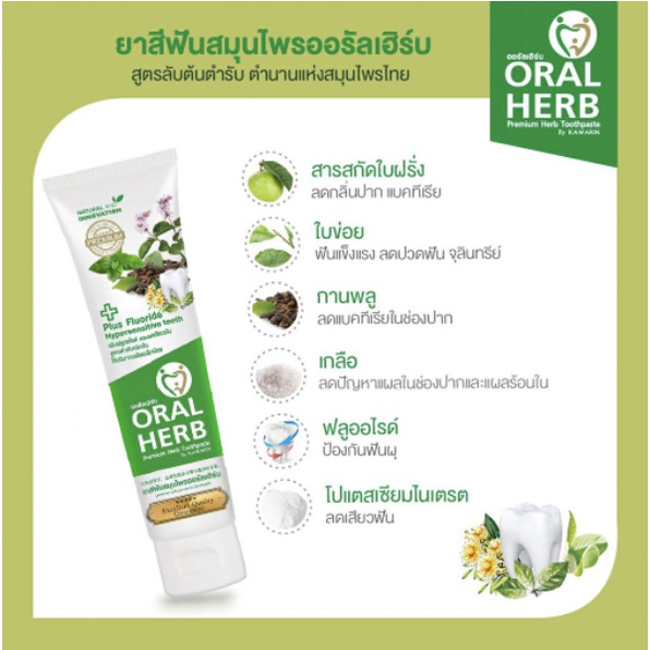 ยาสีฟันสมุนไพรออรัลเฮิร์บ Oral Herb Toothpaste 100 กรัม 1 หลอด ส่งฟรี