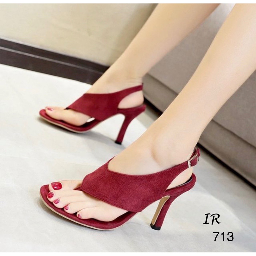 ส้นสูงกำหมะหยี่หนีบสายรัดส้นปรับได้ | Shopee Thailand