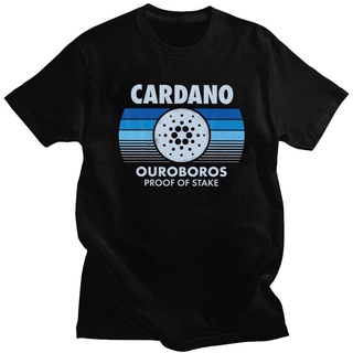 เสื้อยืดผ้าฝ้ายพิมพ์ลายคลาสสิก เสื้อยืดแขนสั้น ผ้าฝ้ายแท้ พิมพ์ลาย Cardano Bitcoin ADA สําหรับผู้ชาย