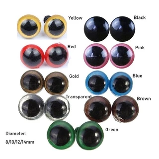 Pearlth ดวงตาตุ๊กตา 8 10 12 14 มม. 20 ชิ้น 10 คู่ พร้อมแหวนรอง DIY
