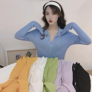 [Maze] เสื้อยืดเเต่งซิ๊บ​ รูดได้จริง​ เสือคอปก​ สไตล์​เกาหลี (5930-1)