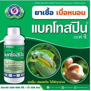 แบคโทสปิน ขนาด 1,000 ซีซี (บาซิลลัส ทูริงเยนซิส 8,500 IU/mg SC)สารป้องกันกำจัดแมลงแบบชีวภัณฑ์ป้องกันกำจัดหนอนดื้นยา