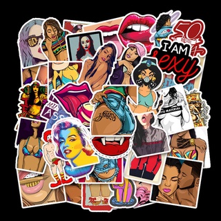 Sex girl vintage cartoon Sticker WAIFU USA SEXY japan ความงามเซ็กซี่ สติกเกอร์กันน้ำรูปแบบที่แตกต่างกัน, 50 ชิ้น