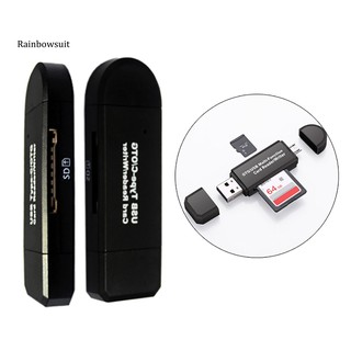 【RB】3-in-1 อะแดปเตอร์การ์ดรีดเดอร์ Type-C USB 2.0 Micro-USB TF SD ความเร็วสูง OTG