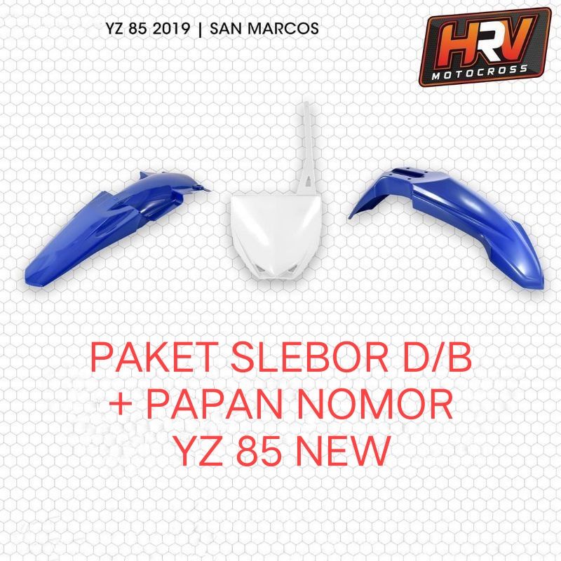 FRONT REAR MUDGER YZ 85 ชุดใหม่หมายเลขจาน YZ 85 ใหม่ สีขาว สีฟ้า HRV