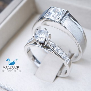 Madduckjewels แหวนเงินแท้ เพชร CZ ชุบโรเดียม RG1716WGR-RG1526