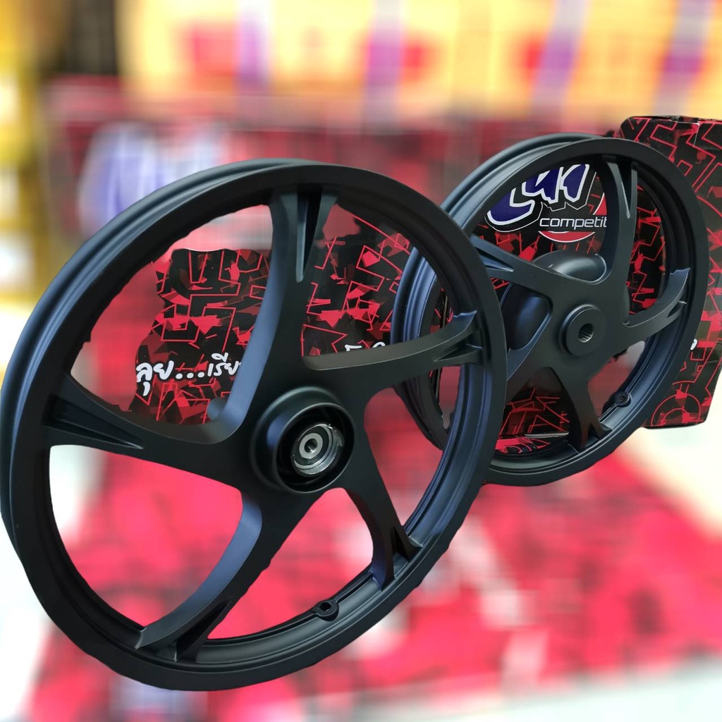 แม็กซ์เดิม Mio Fino Nouvo Mx ขอบ14 มีโอคาบู  เฟืองล้อหลัง18ฟัน (รูเล็ก) **สีดำล้วน 5ก้าน (จานดิส4รู) - สีดำล้วน