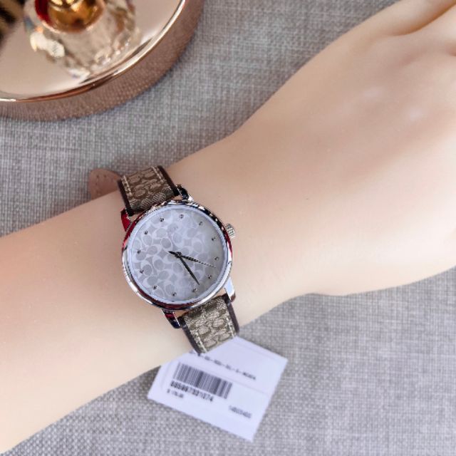 🎀 (สด-ผ่อน) ส่งฟรี นาฬิกา COACH28 มิล 4503400 Women's Grand Papa Mujer Signature Fabric Leather Watch
สายหนัง สีน้ำตาล