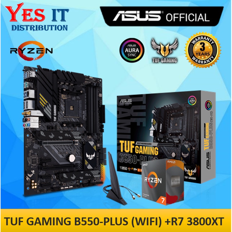 [ชุดคอมโบ] ASUS TUF Gaming B550-PLUS WiFi AMD AM4 ATX เมนบอร์ด + AMD RYZEN 7 3800XT 4.7GHZ CACHE PRO