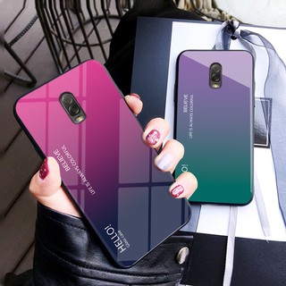 Samsung Galaxy J7 Plus J7Plus J7+ 2018 เคสไล่ระดับสี กระจกนิรภัย เคสแข็ง เคสด้านหลัง Samsung J7 Plus