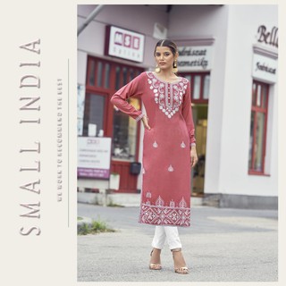 {**ส่งฟรี**} SMALL INDIA 🦚 Pure Rayon Viscose Lakhnawi Stitch 🦚 Kurta Set