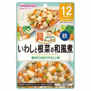 W12.19 ปลาซาร์ดีนและผักตุ๋นญี่ปุ่น (อาหารเด็กสำเร็จรูป WAKODO สำหรับเด็ก 12 เดือนขึ้นไป)