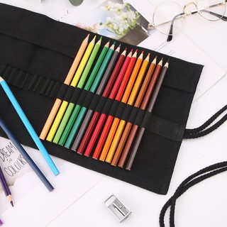 *❤❤Black Color Pencil Case Roller 12/24/36/48/72 Holes Canvas Makeup Canvas