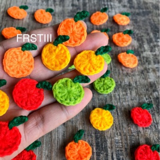 🍊🍎🍏ส้มถัก แอปเปิลถัก Crochet orange ขนาด 2 cm. (12 ชิ้น) ส้มจิ๋ว