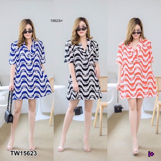 เดรสทรงสูท #สาวอวบ พิมลายแบรนด์ TT15623 Suit dress #chubby girl with brand pattern