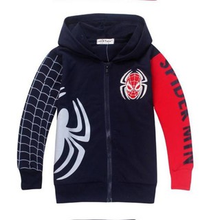 พร้อมส่ง เสื้อแจ๊กเก็ต แขนยาวจั๊มพ์ มีฮูท และซิปหน้า ลาย Spiderman มีลายทั้งด้านหน้าและด้านหลัง