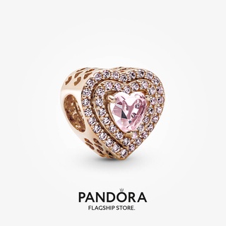 Pandora ชาร์มหัวใจ ชุบโรสโกลด์ 14k ของขวัญวันหยุด สําหรับผู้หญิง p804