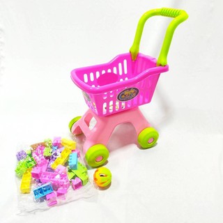 รถเข็น พร้อมบล็อคตัวต่อ 39 ชิ้น baby blocks cart