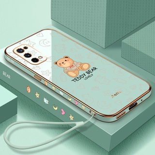 เคสโทรศัพท์มือถือ ซิลิโคน ขอบตรง ลายหมีเท็ดดี้ หรูหรา สําหรับ realme V11 realme V23 realme V15 realme X7 realme V25 realme 8 5G realme 7 5G