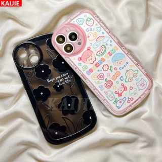 เคสโทรศัพท์มือถือ TPU ลายการ์ตูนดอกไม้ สีดํา สําหรับ Redmi Note 11S 11 Pro Redmi 10C 10A 9C 9T 9A Note 10 5G Note 10S 9 8 Pro 7 Poco M3 X3 Pro NFC